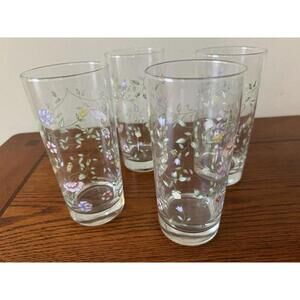 (4) JOHNSON BROTHERS "SUMMER CHINTZ" TALL WATER GLASSES EUC